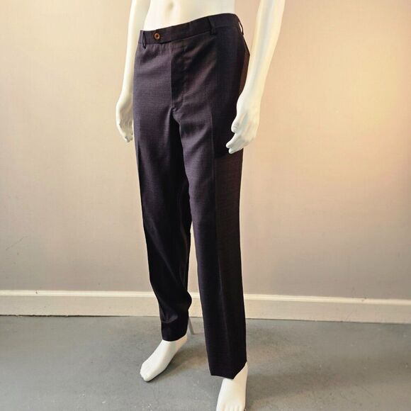 J Hilburn Dress Pants 40x32 Mens Plaid Straight Yng Loro Piana New Zealand Wool - Picture 1 of 10